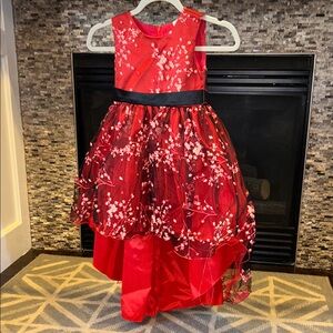 Elegant Red Floral Dress